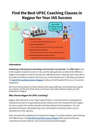 Find the Best UPSC Coaching Classes in Nagpur for Your IAS Success