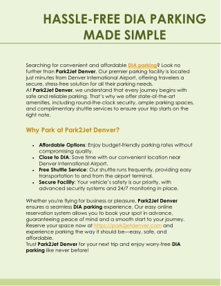 HASSLE-FREE DIA PARKING MADE SIMPLE