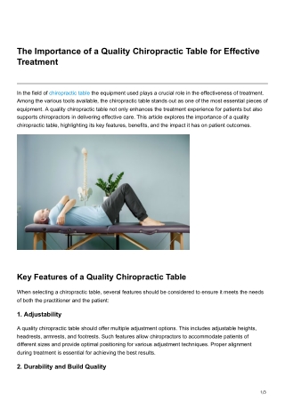 The Importance of a Quality Chiropractic Table for Effective Treatment