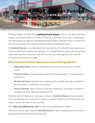 Affordable and Convenient Parking Near Denver Airport