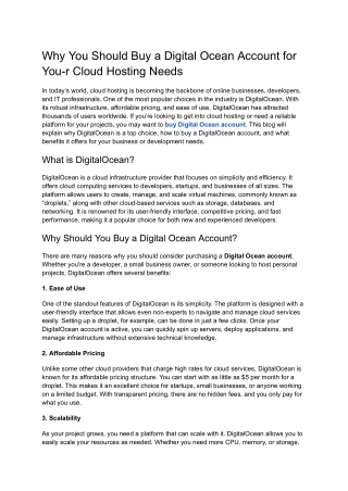 Why You Should Buy a Digital Ocean Account for You-r Cloud Hosting Needs