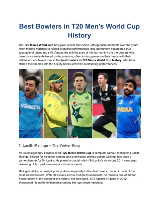 Best Bowlers in T20 Men's World Cup History