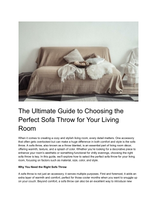 The Ultimate Guide to Choosing the Perfect Sofa Throw for Your Living Room