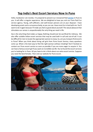 Top India's Best Escort Services Now In Pune