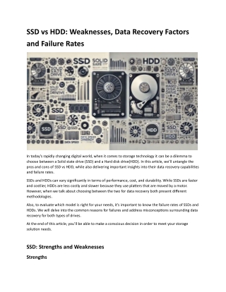 SSD vs HDD: Weaknesses, Data Recovery Factors And Failure Rates