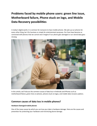 Green line issue, Dead Motherboard, Phone stuck on logo & Mobile Data Recovery