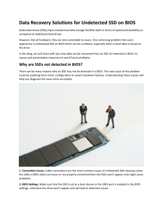 Data Recovery Solutions for Undetected SSD on BIOS