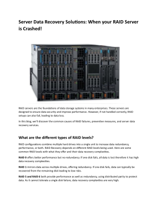 Server Data Recovery Solutions-When your RAID Server is Crashed!