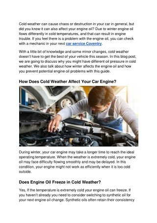 What are The Effects of Cold Weather on Your Car Engine Oil_