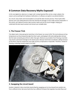 8 Common Data Recovery Myths Exposed
