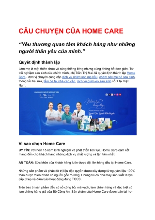 CÂU CHUYỆN CỦA HOME CARE
