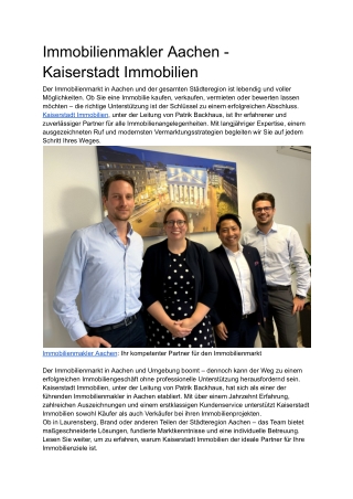 Immobilienmakler Aachen - Kaiserstadt Immobilien