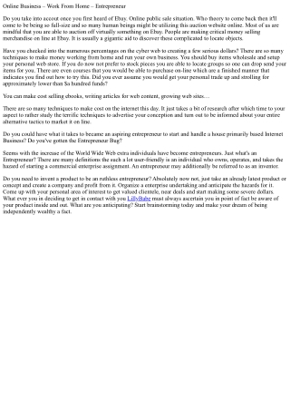 Online commercial make money working from home entrepreneur