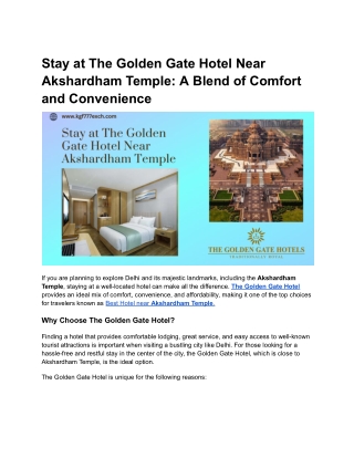 Best Hotel Near Akshardham Temple - Golden Gate Hotel