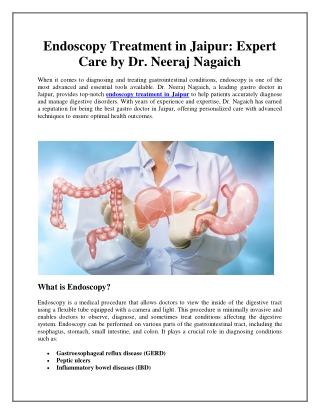 Endoscopy Treatment in Jaipur Expert Care by Dr. Neeraj Nagaich