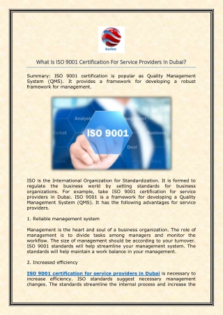 What Is ISO 9001 Certification For Service Providers In Dubai