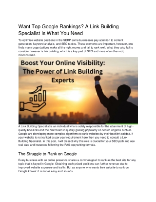 Link Building Specialist