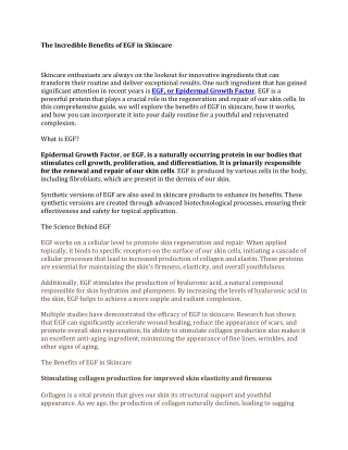 The Incredible Benefits of EGF in Skincare