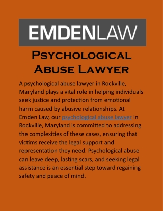 Psychological Abuse Lawyer: Advocating for Justice and Emotional Well-Being at E