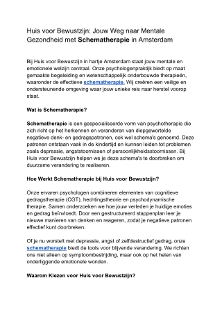 Huis voor Bewustzijn_ Jouw Weg naar Mentale Gezondheid met Schematherapie in Amsterdam