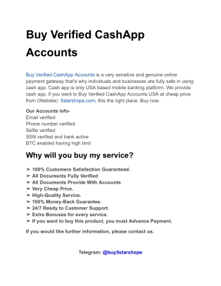 Buy Verified CashApp  Accounts
