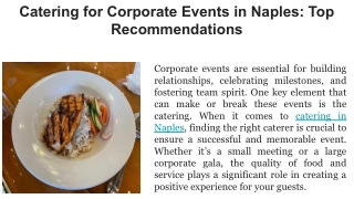 Catering for Corporate Events in Naples_ Top Recommendations