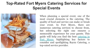 Top-Rated Fort Myers Catering Services for Special Events