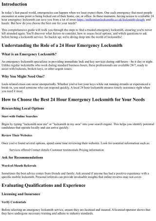 How to Choose the Best 24 Hour Emergency Locksmith for Your Needs