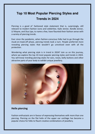 Top 10 Most Popular Piercing Styles and Trends in 2024