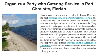 Organize a Party with Catering Service in Port Charlotte, Florida