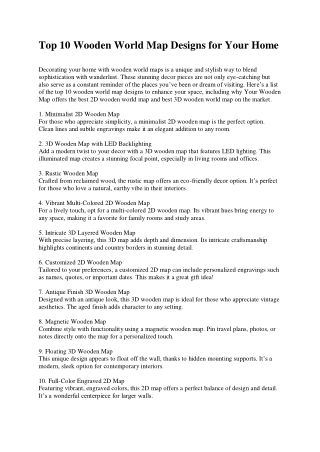 Top 10 Wooden World Map Designs for Your Home