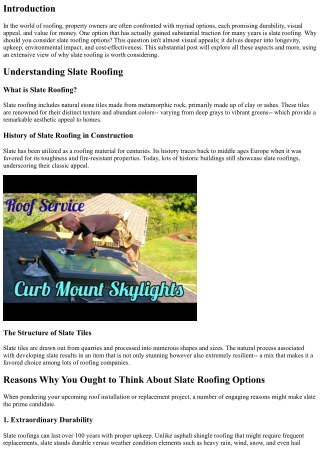 Reasons Why You Should Think About Slate Roofing Options