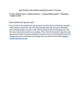 Best 10 Sites to Buy Verified Cash App Accounts in This time