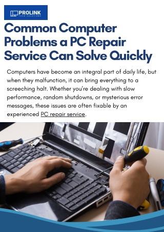 Common Computer Problems a PC Repair Service Can Solve Quickly
