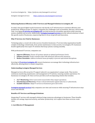 Enhancing Business Efficiency with IT Services and Managed Solutions in Lexington, KY