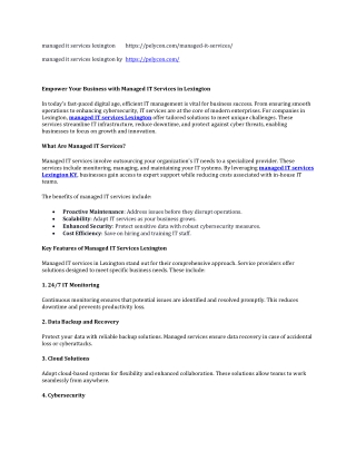 Empower Your Business with Managed IT Services in Lexington