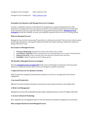 Streamline Your Business with Managed Services in Lexington