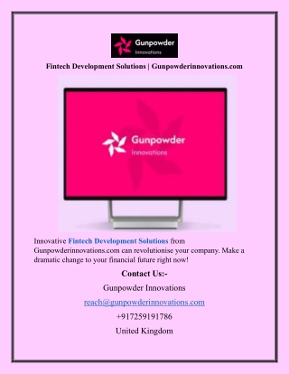 Fintech Development Solutions Gunpowderinnovations.com