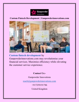 Custom Fintech Development  Gunpowderinnovations.com