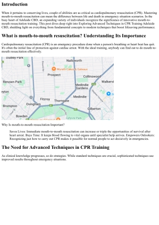 Discovering Advanced Techniques in CPR Training Adelaide CBD
