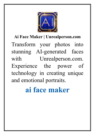 Ai Face Maker  Unrealperson