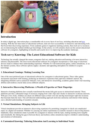 Tech-savvy Knowing: The Most Recent Educational Software for Kids