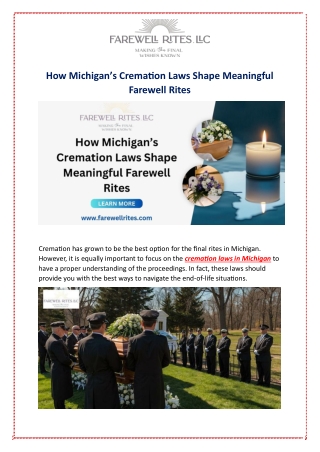 How Michigan’s Cremation Laws Shape Meaningful Farewell Rites