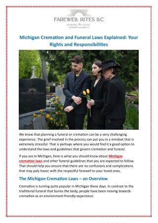 Michigan Cremation and Funeral Laws Explained: Your Rights and Responsibilities
