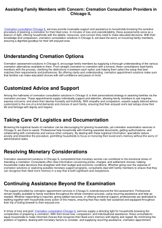 Guiding Households with Concern: Cremation Consultation Solutions in Chicago IL