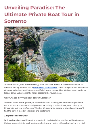 Unveiling Paradise The Ultimate Private Boat Tour in Sorrento
