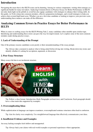 Analyzing Common Errors in Practice Essays for Better Performance in IELTS