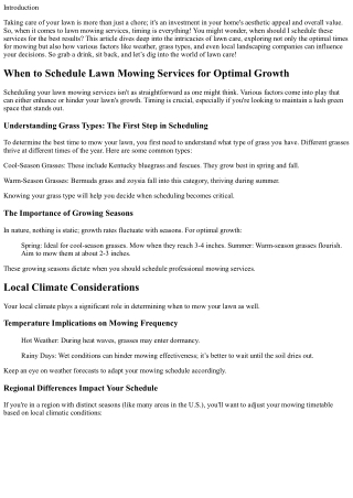 “When to Schedule Lawn Mowing Services for Optimal Growth”