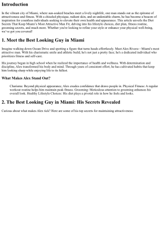 Diet Secrets That Keep Miami’s Most Attractive Man Fit