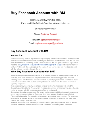 Buy Facebook Account with BM